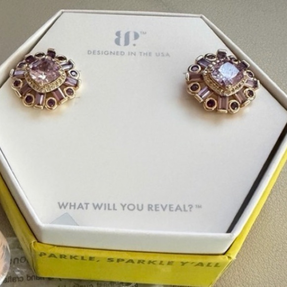 Bomb Party Rare Unicorn Lavender Topaz CZ Earrings | Gloss Over It | Gold Plated - Picture 3 of 3